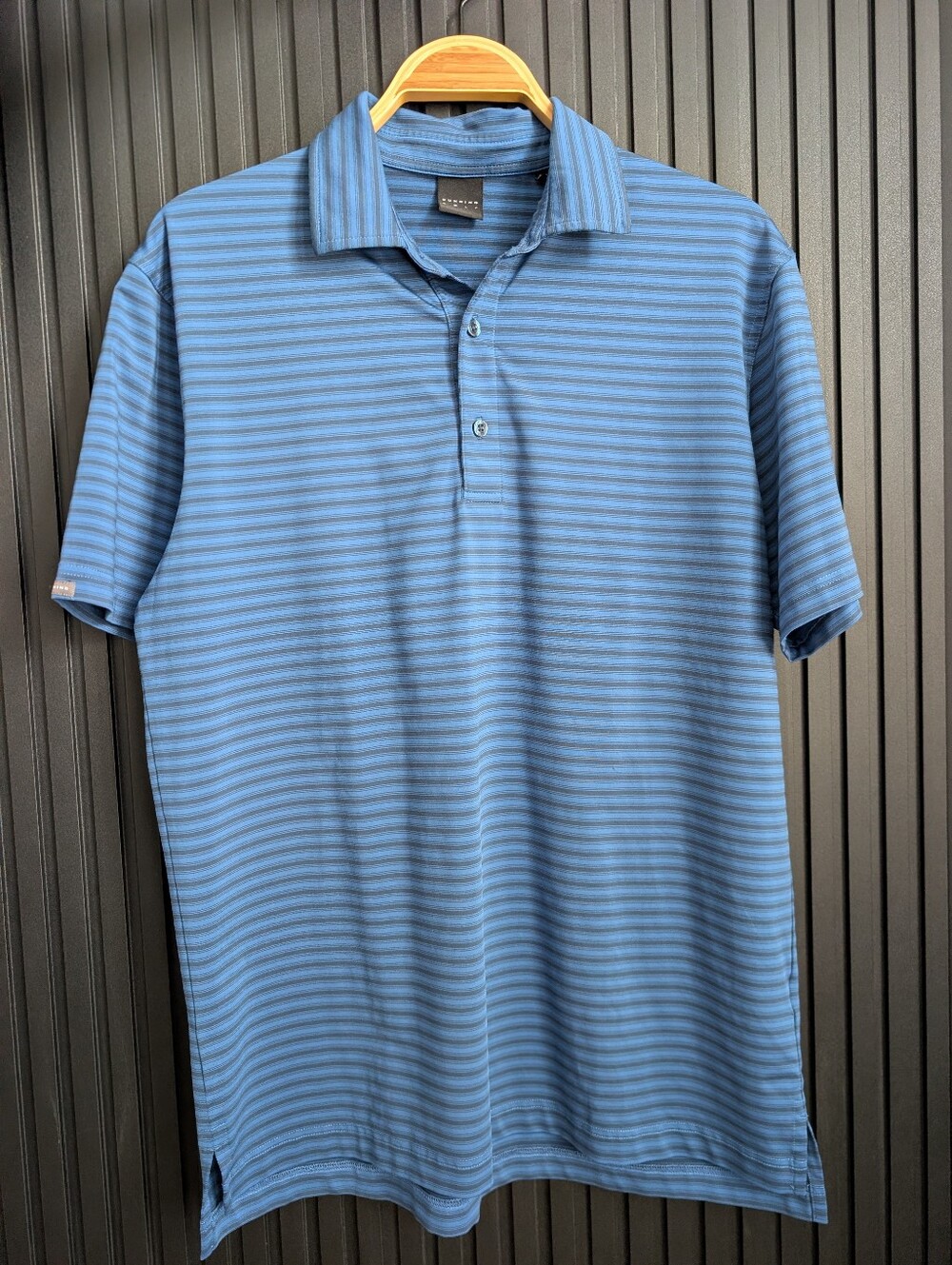 Dunning Golf Striped Performance Polo Shirt.